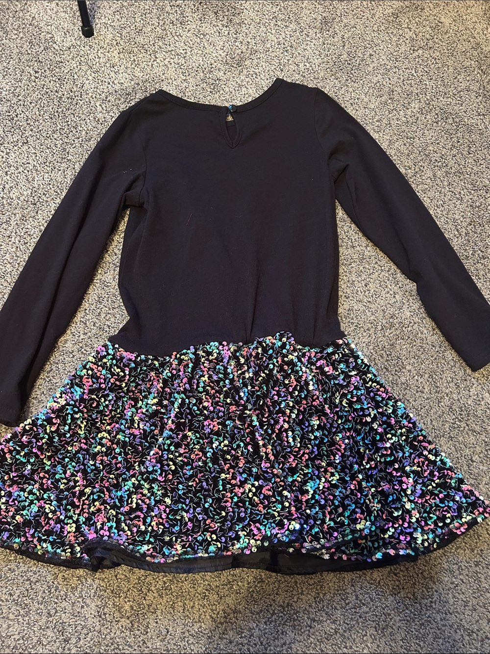Girls Black Pumpkin Sequin Halloween Dress with Orange Leggings - Picture 8 of 8